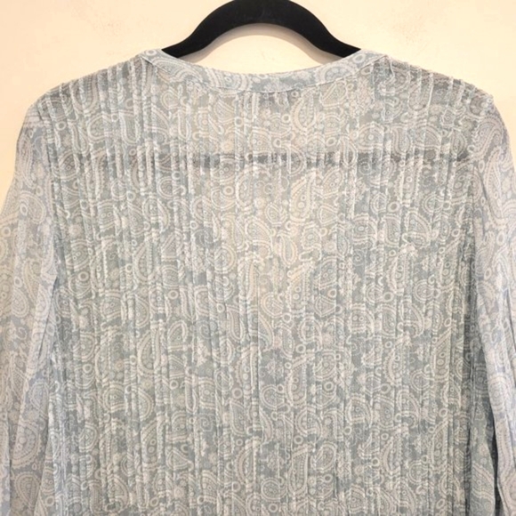 Zara Blue Teal Paisley Crinkled Relaxed Fit Button Down Maxi Sheath Dress M EUC - Picture 4 of 12